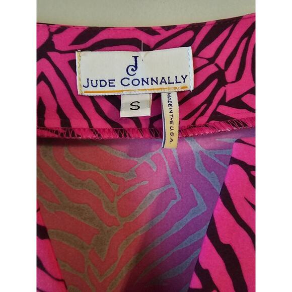 Jude Connally sz small pink purple zebra Jude Cloth mandarin collar shift dress - Picture 5 of 6